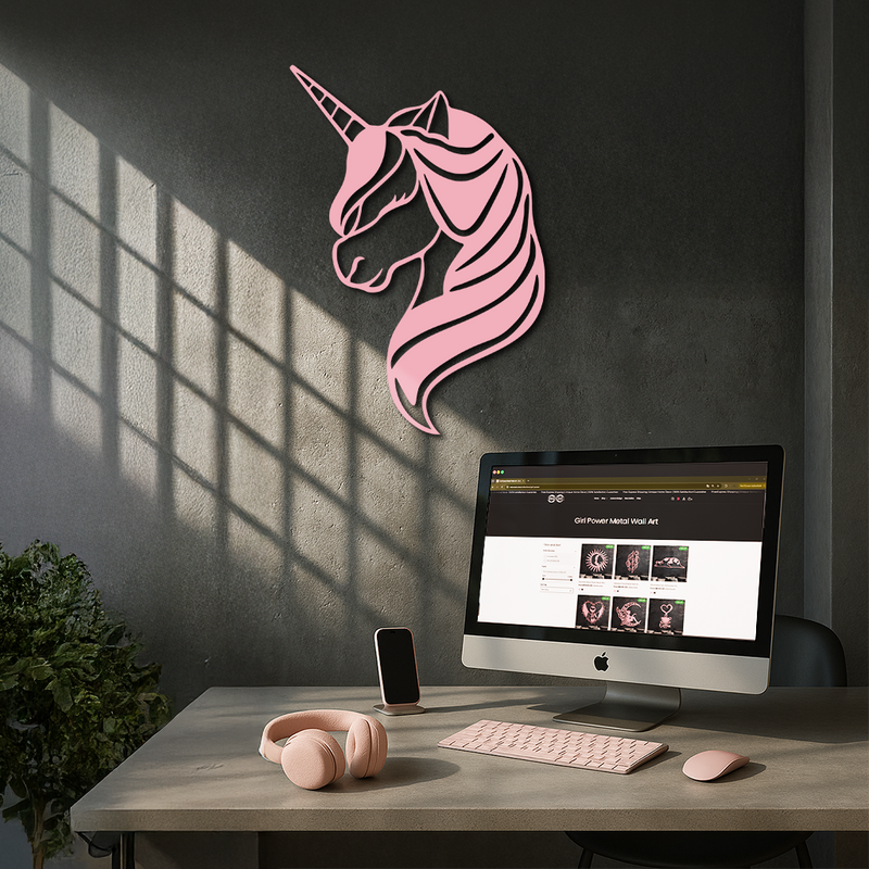 Unicorn Silhouette Metal Wall Art – Mythical Fantasy Creature Design - KAFGP074
