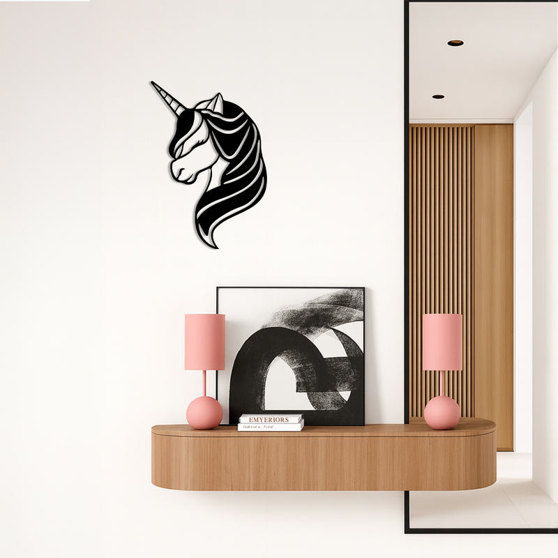 Unicorn Silhouette Metal Wall Art – Mythical Fantasy Creature Design - KAFGP074