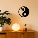Yin Yang Heart Symbol Metal Wall Art – Modern Love Balance Decor - KAFGP075