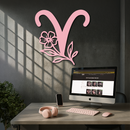 Aries Zodiac Symbol Metal Wall Art – Floral Astrology Home Decor - KAFGP076