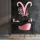 Aries Zodiac Symbol Metal Wall Art – Floral Astrology Home Decor - KAFGP076