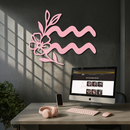 Aquarius Zodiac Flower Symbol Metal Wall Art – Modern Astrology Decor - KAFGP077
