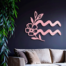 Aquarius Zodiac Flower Symbol Metal Wall Art – Modern Astrology Decor - KAFGP077