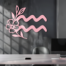 Aquarius Zodiac Flower Symbol Metal Wall Art – Modern Astrology Decor - KAFGP077