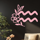 Aquarius Zodiac Flower Symbol Metal Wall Art – Modern Astrology Decor - KAFGP077