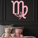 Virgo Zodiac Symbol Metal Wall Art – Floral Virgo Sign Decor - KAFGP079
