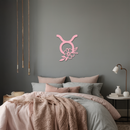Taurus Zodiac Symbol Metal Wall Art – Floral Astrology Home Decor - KAFGP082