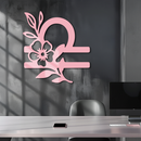 Libra Zodiac Sign Floral Metal Wall Art – Astrology Inspired Home Decor - KAFGP083