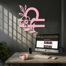 Libra Zodiac Sign Floral Metal Wall Art – Astrology Inspired Home Decor - KAFGP083
