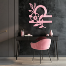Libra Zodiac Sign Floral Metal Wall Art – Astrology Inspired Home Decor - KAFGP083