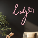 Lady Script Word Metal Wall Art – Elegant Floral Typography Decor - KAFGP096