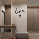 Lady Script Word Metal Wall Art – Elegant Floral Typography Decor - KAFGP096