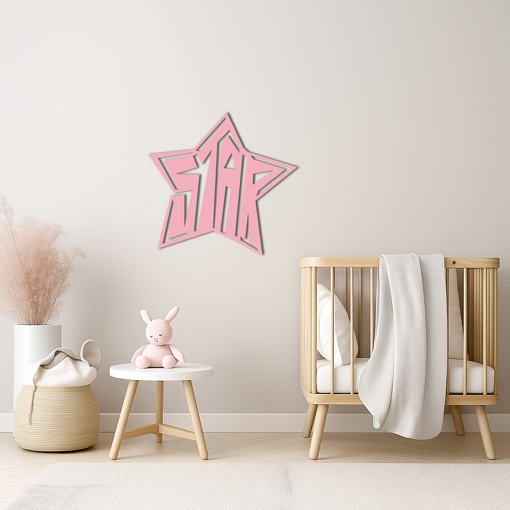 Star Shaped Typography Metal Wall Art – Bold Statement Design - KAFGP108, photo 5 of 16