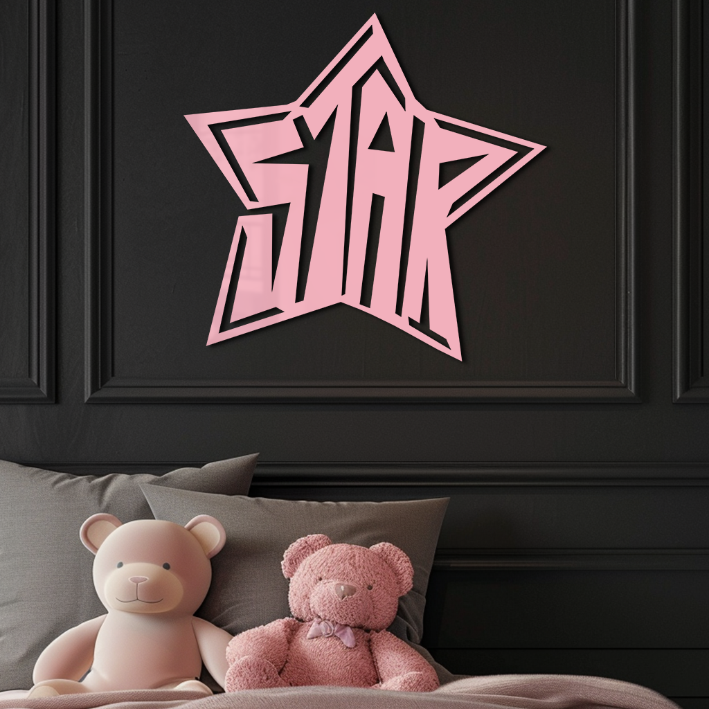 Star Shaped Typography Metal Wall Art – Bold Statement Design - KAFGP108, photo 2 of 16