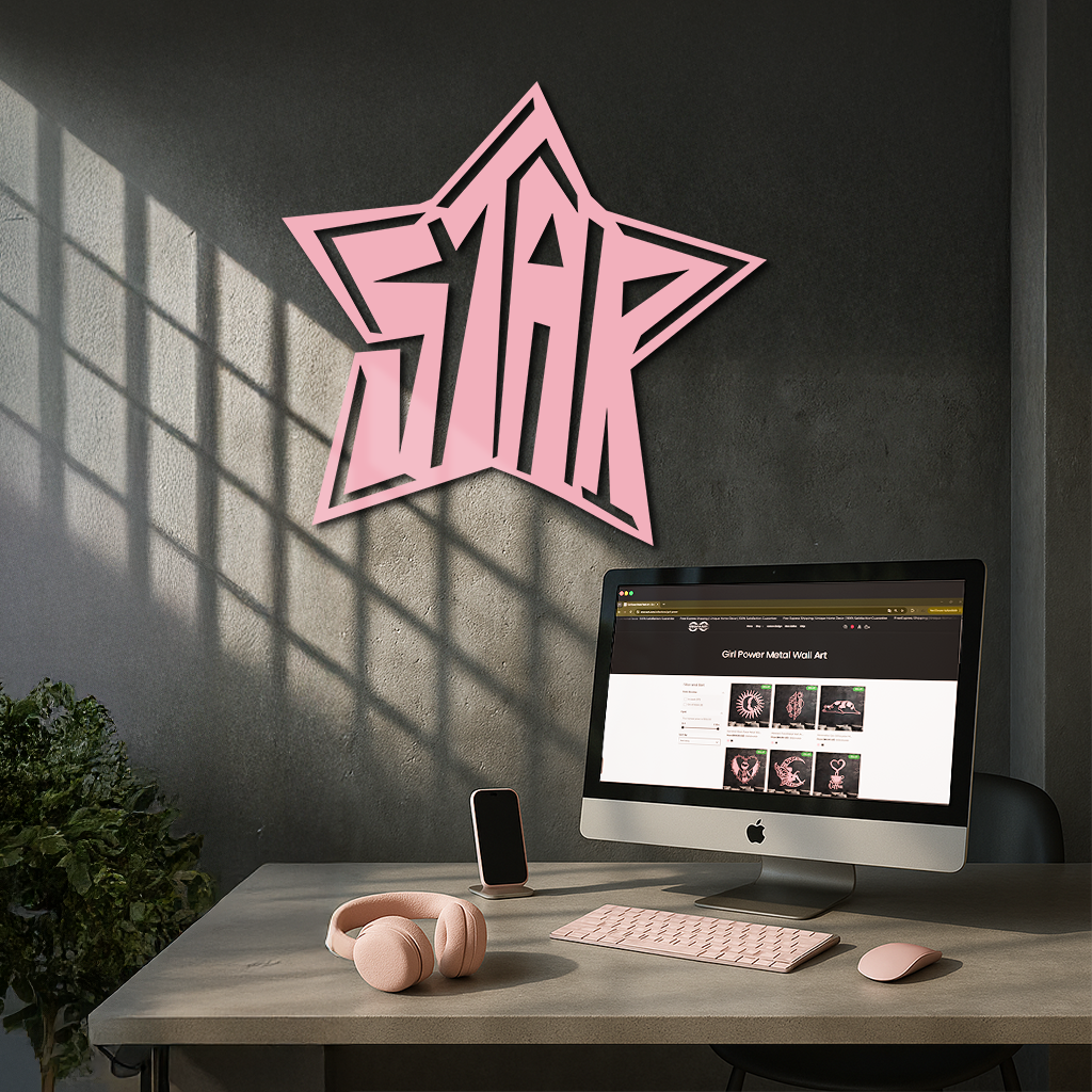 Star Shaped Typography Metal Wall Art – Bold Statement Design - KAFGP108, photo 4 of 16