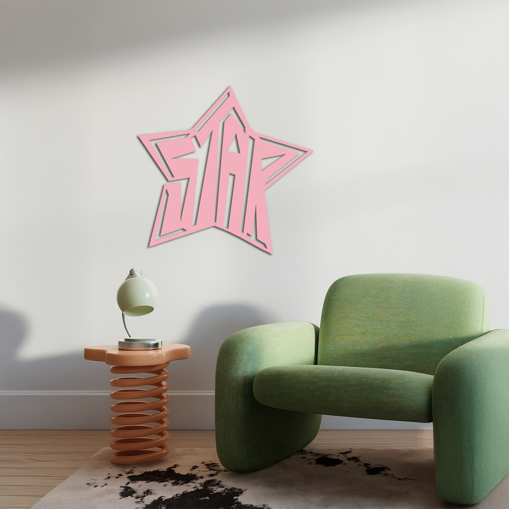Star Shaped Typography Metal Wall Art – Bold Statement Design - KAFGP108, photo 3 of 16