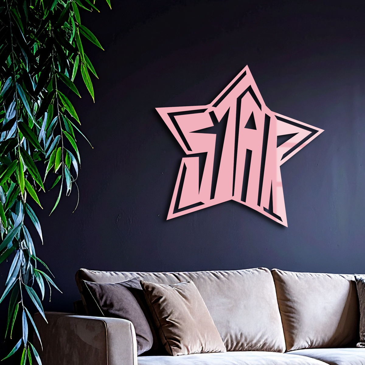 Star Shaped Typography Metal Wall Art – Bold Statement Design - KAFGP108, photo 8 of 16