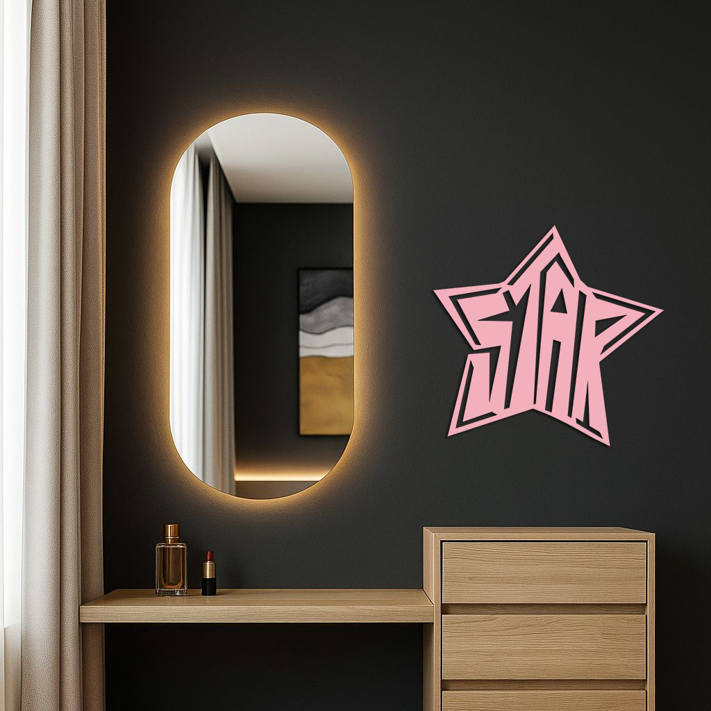 Star Shaped Typography Metal Wall Art – Bold Statement Design - KAFGP108, photo 7 of 16