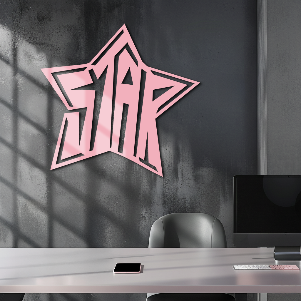 Star Shaped Typography Metal Wall Art – Bold Statement Design - KAFGP108, photo 10 of 16