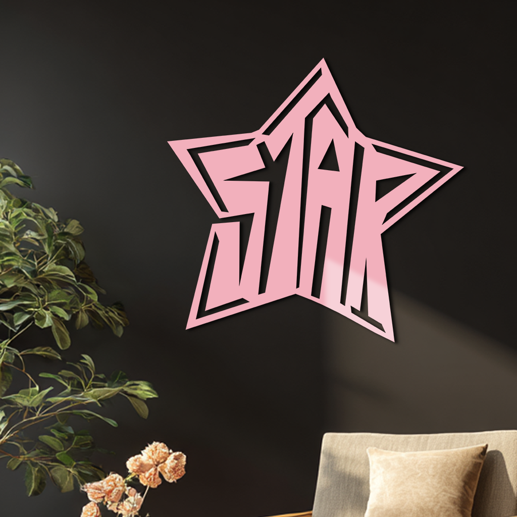 Star Shaped Typography Metal Wall Art – Bold Statement Design - KAFGP108, photo 6 of 16