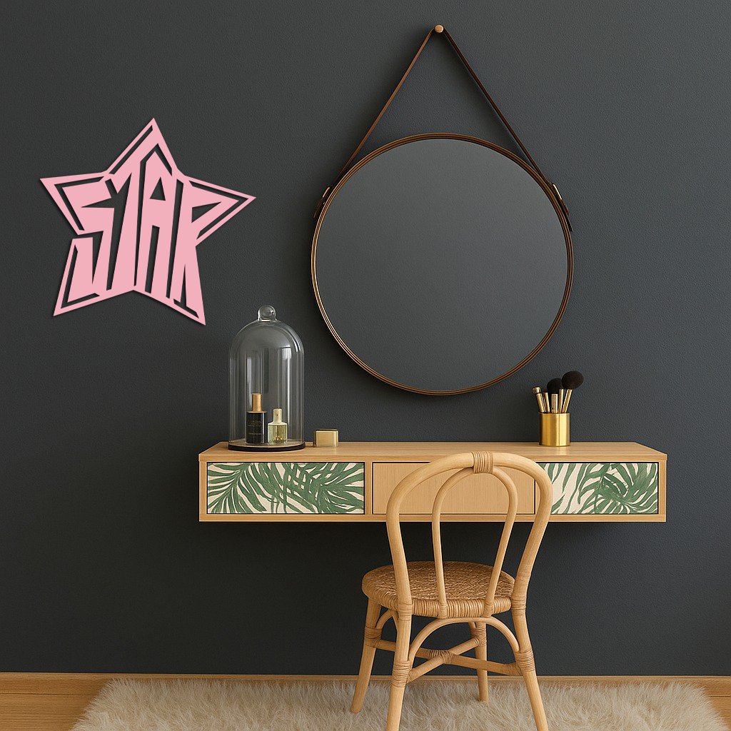 Star Shaped Typography Metal Wall Art – Bold Statement Design - KAFGP108, photo 9 of 16