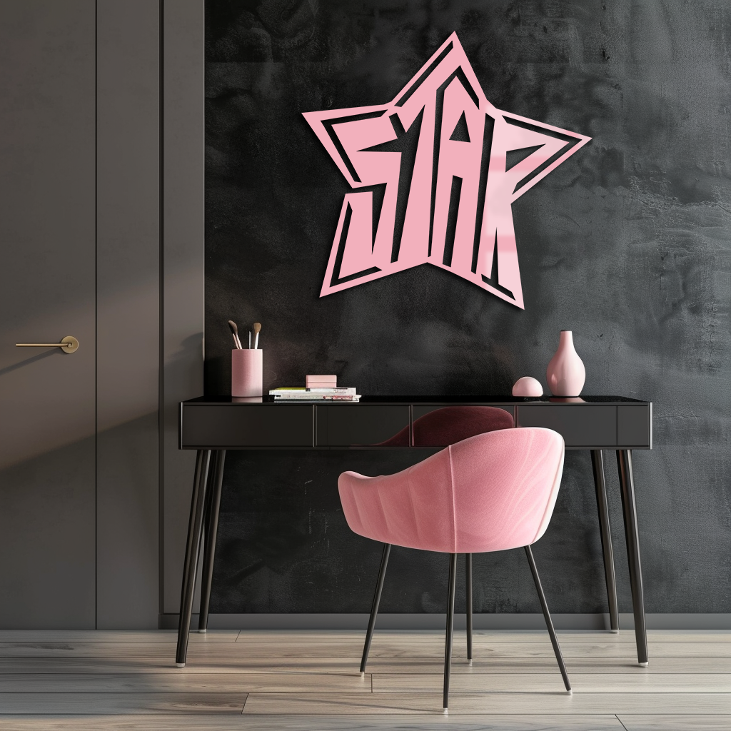Star Shaped Typography Metal Wall Art – Bold Statement Design - KAFGP108, photo 12 of 16