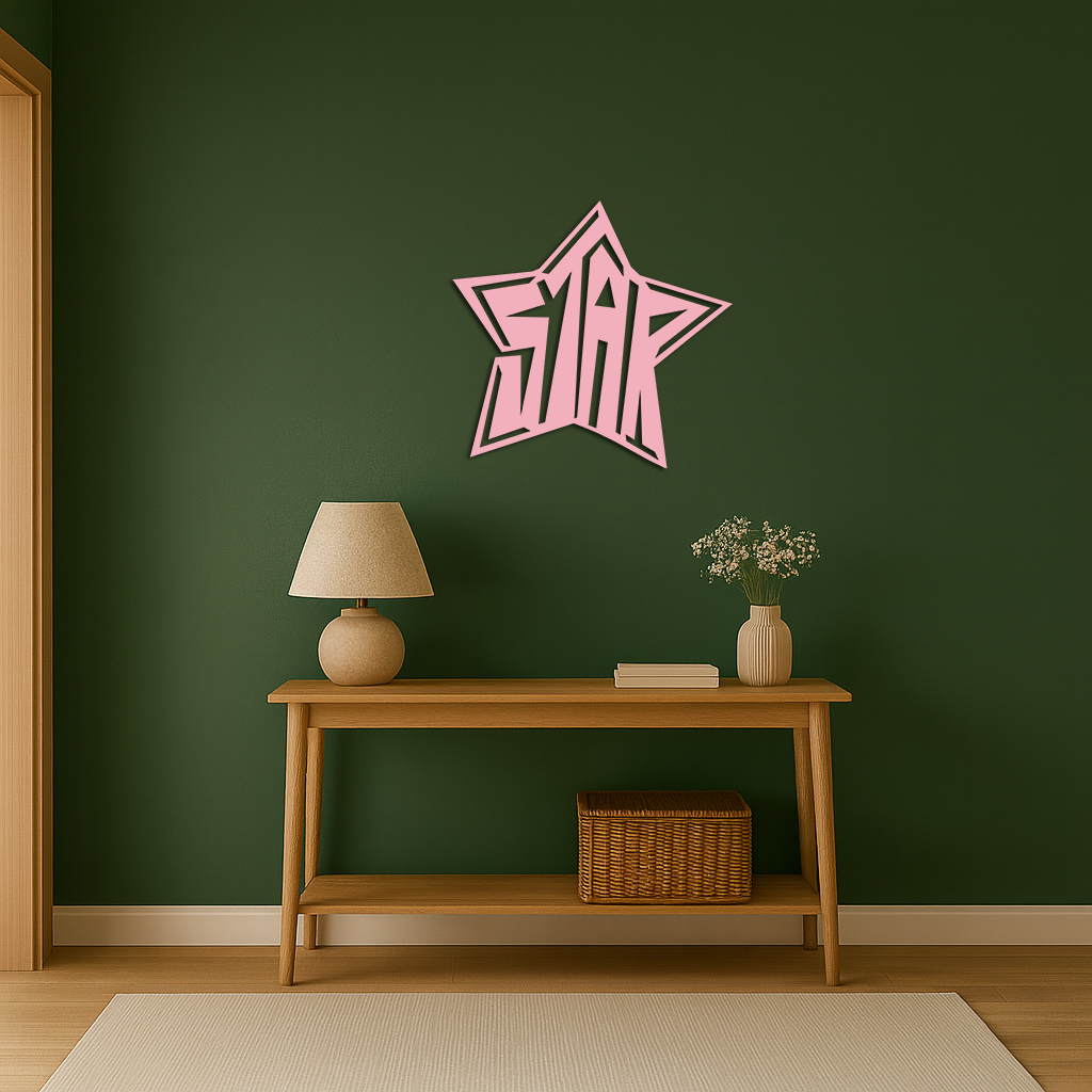 Star Shaped Typography Metal Wall Art – Bold Statement Design - KAFGP108, photo 11 of 16