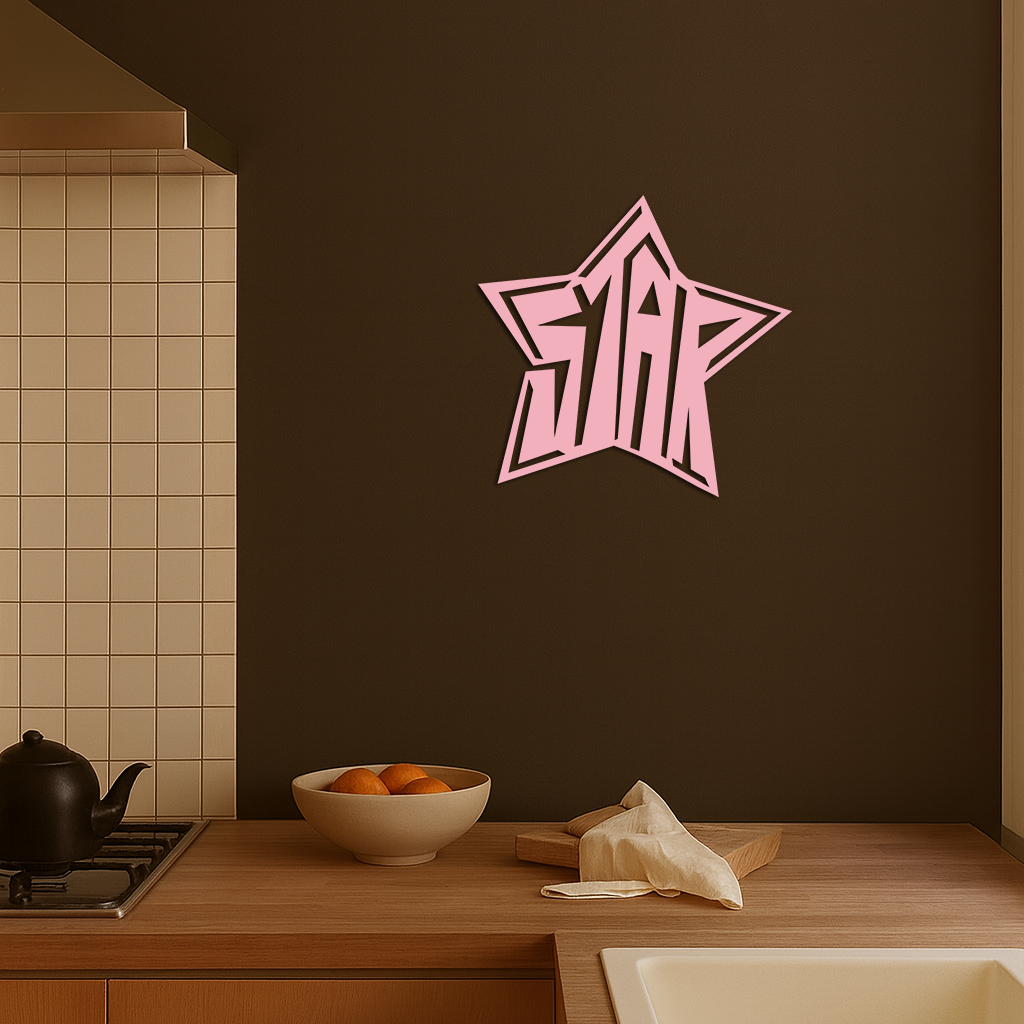 Star Shaped Typography Metal Wall Art – Bold Statement Design - KAFGP108, photo 13 of 16