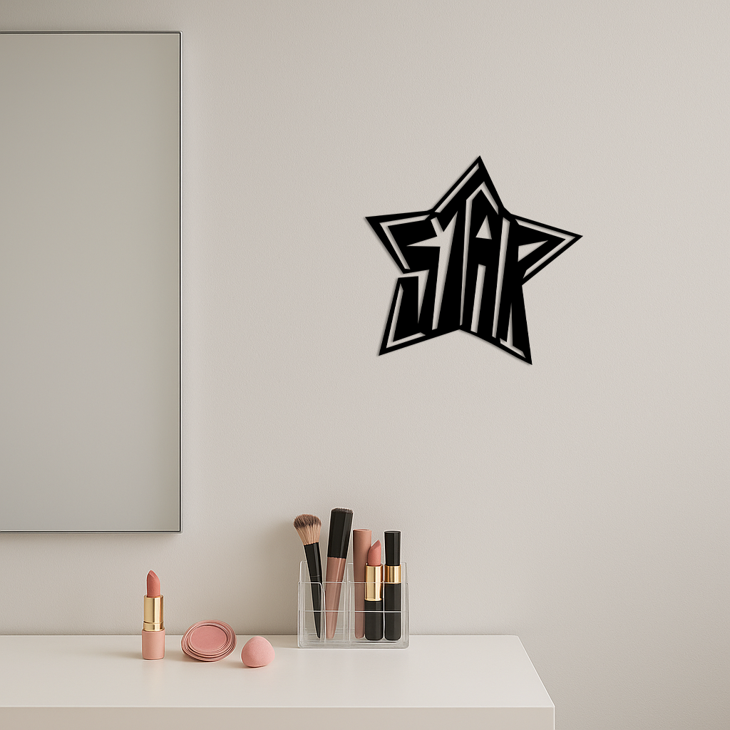 Star Shaped Typography Metal Wall Art – Bold Statement Design - KAFGP108, photo 14 of 16