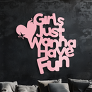 Girls Just Wanna Have Fun Metal Wall Art – Playful Heart & Star Design - KAFGP118
