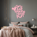 Girls Just Wanna Have Fun Metal Wall Art – Playful Heart & Star Design - KAFGP118