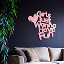 Girls Just Wanna Have Fun Metal Wall Art – Playful Heart & Star Design - KAFGP118