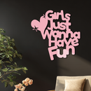 Girls Just Wanna Have Fun Metal Wall Art – Playful Heart & Star Design - KAFGP118