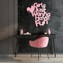 Girls Just Wanna Have Fun Metal Wall Art – Playful Heart & Star Design - KAFGP118