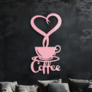 Coffee Cup Heart Metal Wall Art – Modern Coffee Lover Kitchen Decor -KAFGP131