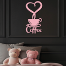 Coffee Cup Heart Metal Wall Art – Modern Coffee Lover Kitchen Decor -KAFGP131