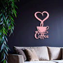 Coffee Cup Heart Metal Wall Art – Modern Coffee Lover Kitchen Decor -KAFGP131