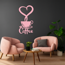 Coffee Cup Heart Metal Wall Art – Modern Coffee Lover Kitchen Decor -KAFGP131