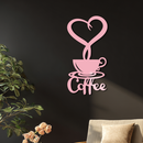 Coffee Cup Heart Metal Wall Art – Modern Coffee Lover Kitchen Decor -KAFGP131