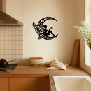 Fairy Sitting on Crescent Moon Metal Wall Art – Enchanted Decorative Silhouette - KAFGP132