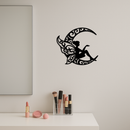 Fairy Sitting on Crescent Moon Metal Wall Art – Enchanted Decorative Silhouette - KAFGP132