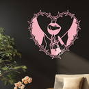 Heart Flame Metal Wall Art – Lips and Lighter Design with Barbed Wire Heart - KAFGP133