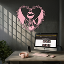 Heart Flame Metal Wall Art – Lips and Lighter Design with Barbed Wire Heart - KAFGP133