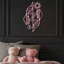 Abstract Face Metal Wall Art – Sun and Moon Geometric Line Design - KAFGP135