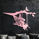 Enchanted Fairy on Swing Metal Garden Wall Art – Outdoor Fantasy Decor - KAFGP138