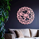 Round Butterfly Mandala Metal Wall Art – Nature Inspired Decorative Wall Hanging - KAFGP141