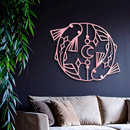 Pisces Zodiac Metal Wall Art – Astrological Home Decor Sign - KAFGP143