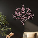Aries Zodiac Sign Metal Wall Art – Geometric Ram Head Astrology Decor - KAFGP150