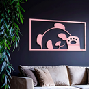 Pink Panda Silhouette Metal Wall Art – Cute Animal Design - KAFGP155