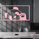 Pink Panda Silhouette Metal Wall Art – Cute Animal Design - KAFGP155